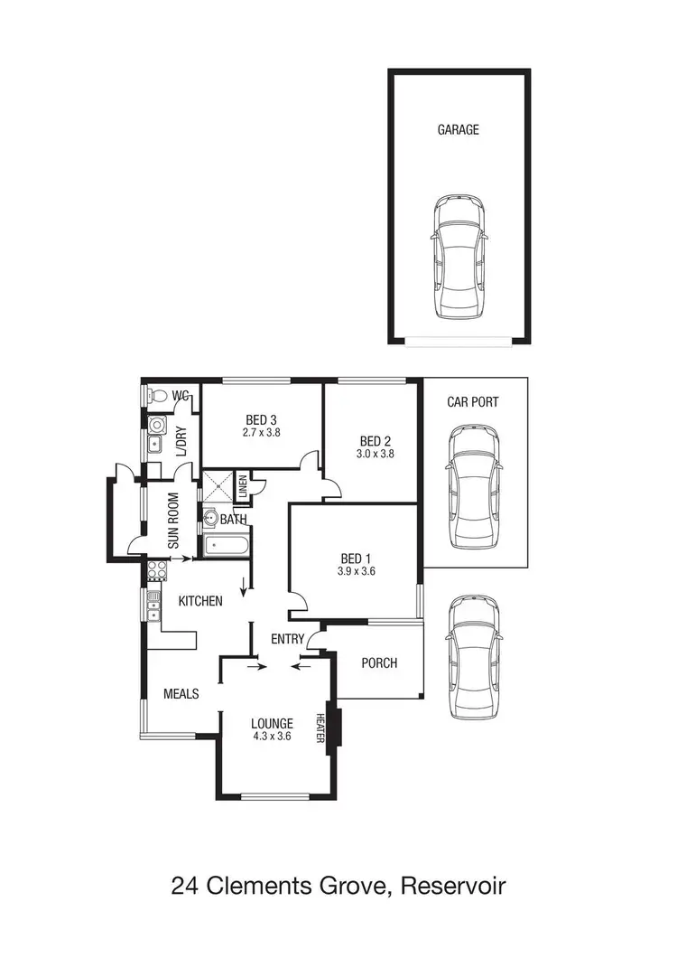 Floorplan of Homely house listing, 24 Clements Grove, Reservoir VIC 3073