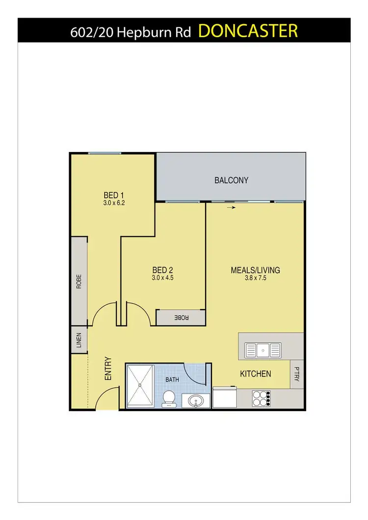 Floorplan of Homely apartment listing, 602/20 Hepburn Road, Doncaster VIC 3108