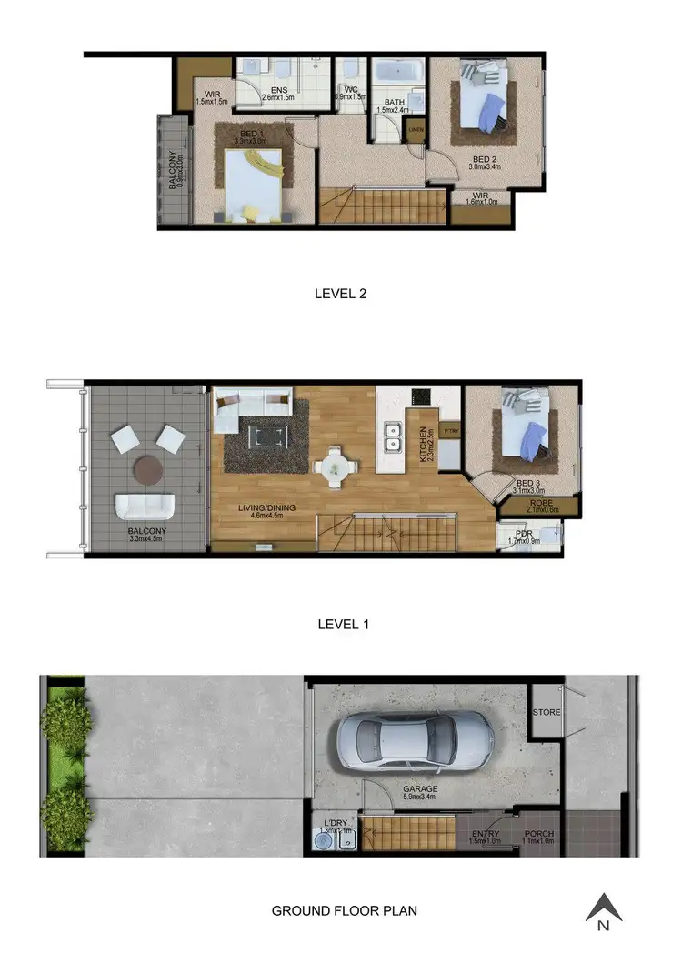 Floorplan of Homely townhouse listing, 2/17 Pickwick Street, Cannon Hill QLD 4170