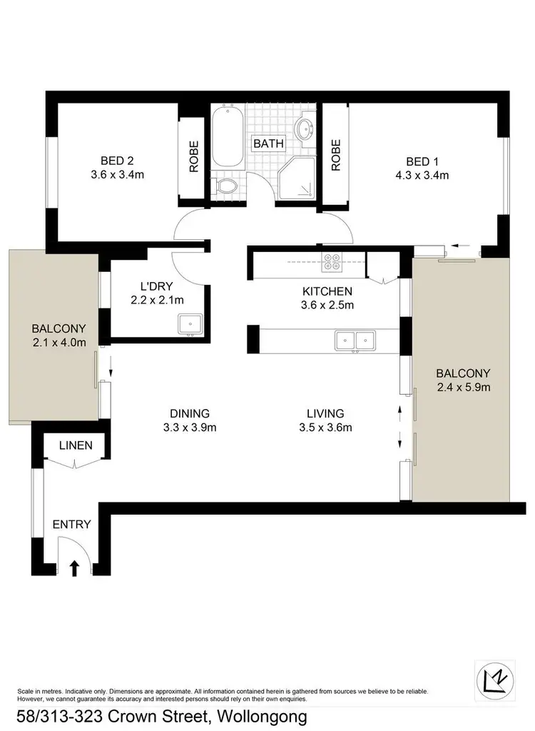 Floorplan of Homely unit listing, 58/313-323 Crown Street, Wollongong NSW 2500
