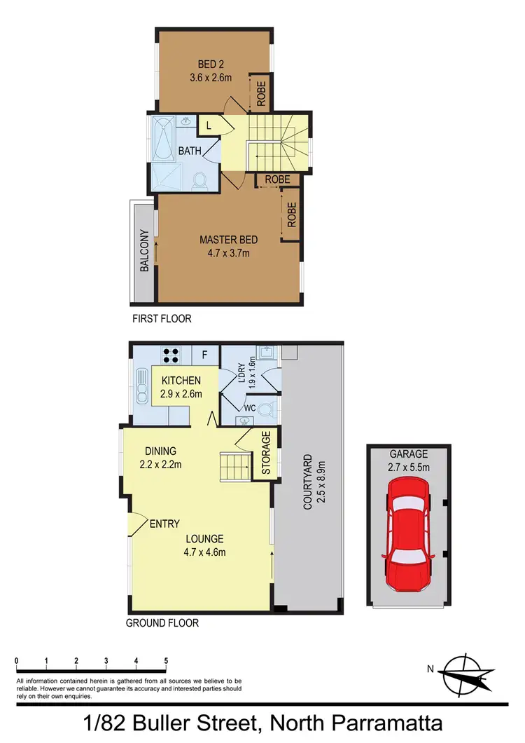 Floorplan of Homely townhouse listing, 1/82 Buller Street, North Parramatta NSW 2151