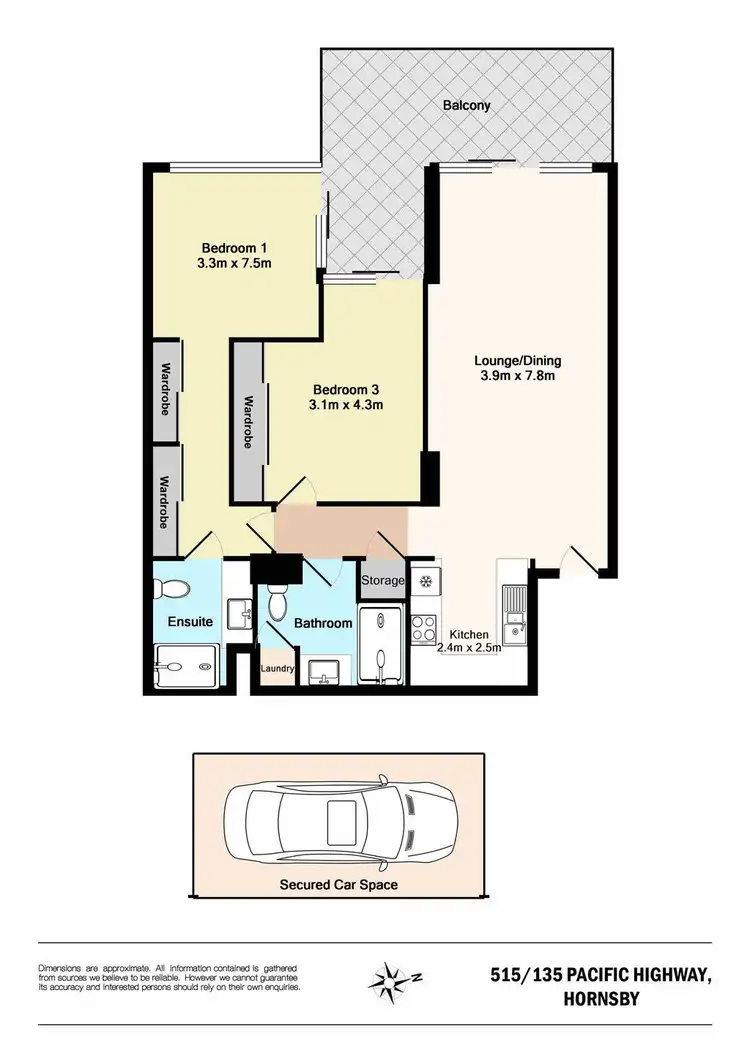 Floorplan of Homely unit listing, 515/135 Pacific Highway, Hornsby NSW 2077