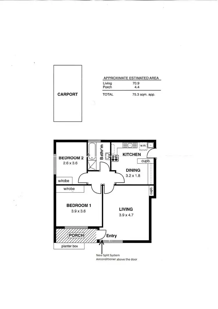 Floorplan of Homely unit listing, 2/8 Overbury Drive, Clarence Park SA 5034