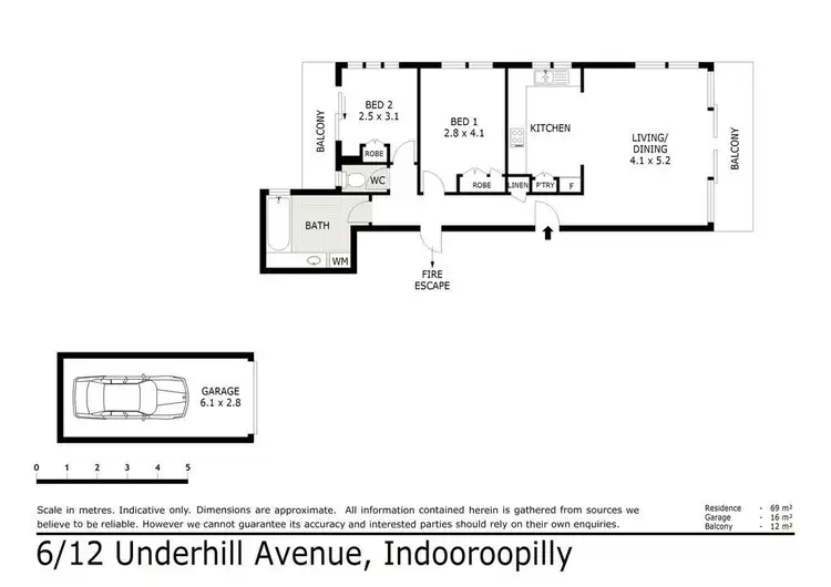 Floorplan of Homely unit listing, 6/12 Underhill Avenue, Indooroopilly QLD 4068