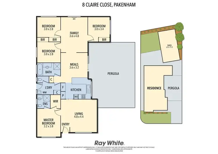 Floorplan of Homely house listing, 8 Claire Close, Pakenham VIC 3810