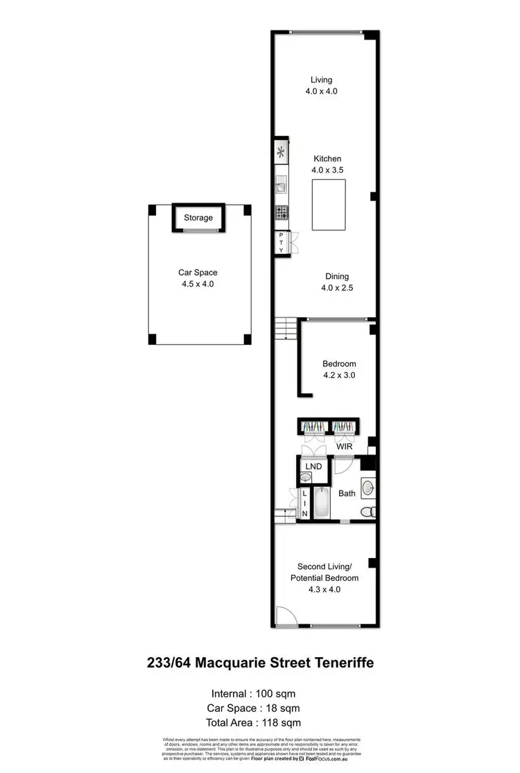 Floorplan of Homely apartment listing, 233/64 Macquarie Street, Teneriffe QLD 4005