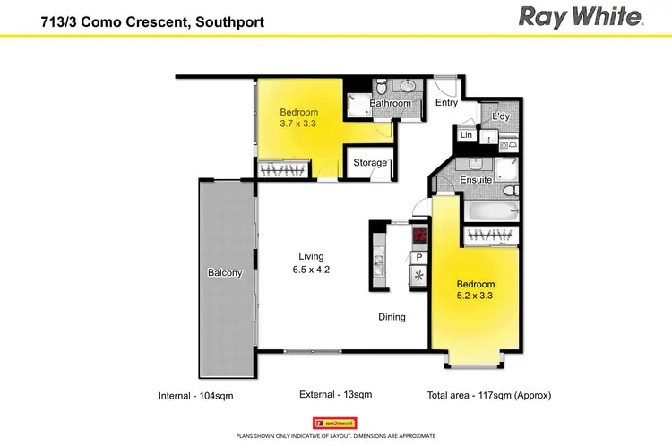 Floorplan of Homely unit listing, 713/3 Como Crescent, Southport QLD 4215