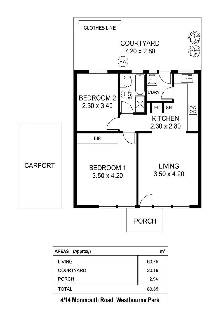 Floorplan of Homely unit listing, 4/14 Monmouth Road, Westbourne Park SA 5041