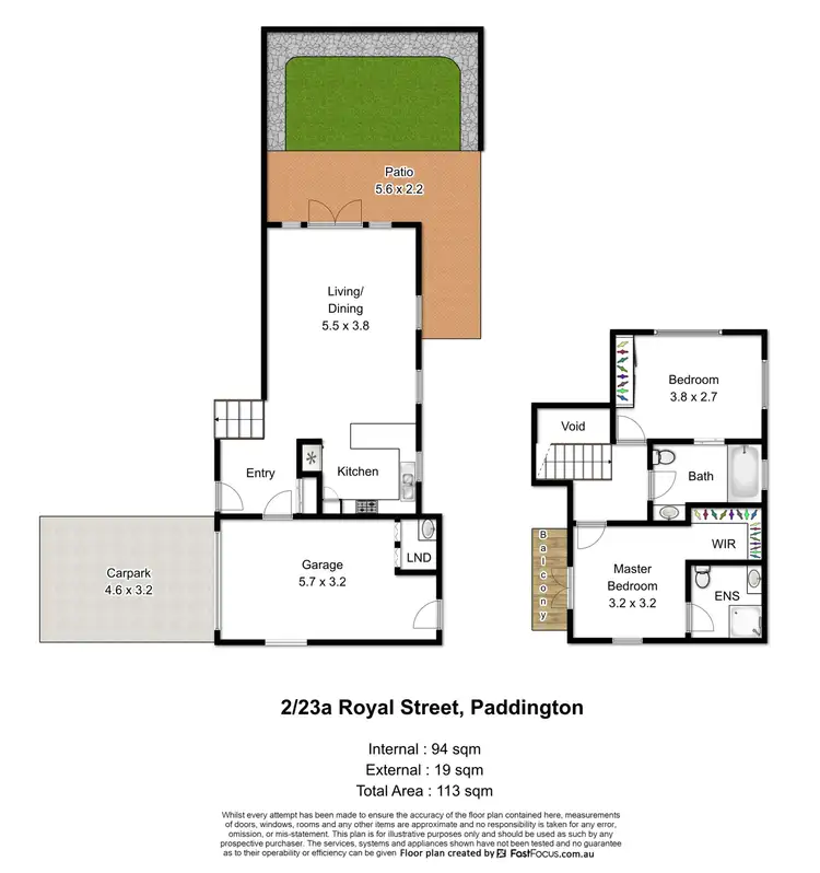 Floorplan of Homely townhouse listing, 2/23A Royal Street, Paddington QLD 4064