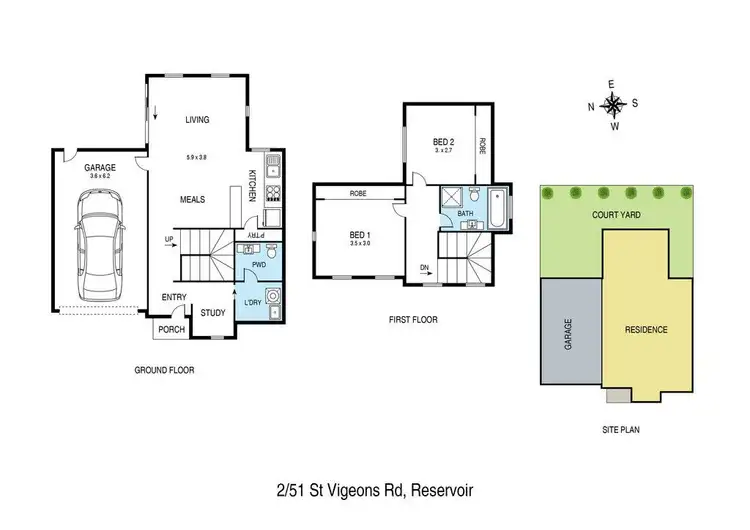 Floorplan of Homely townhouse listing, 2/51 St Vigeons Road, Reservoir VIC 3073