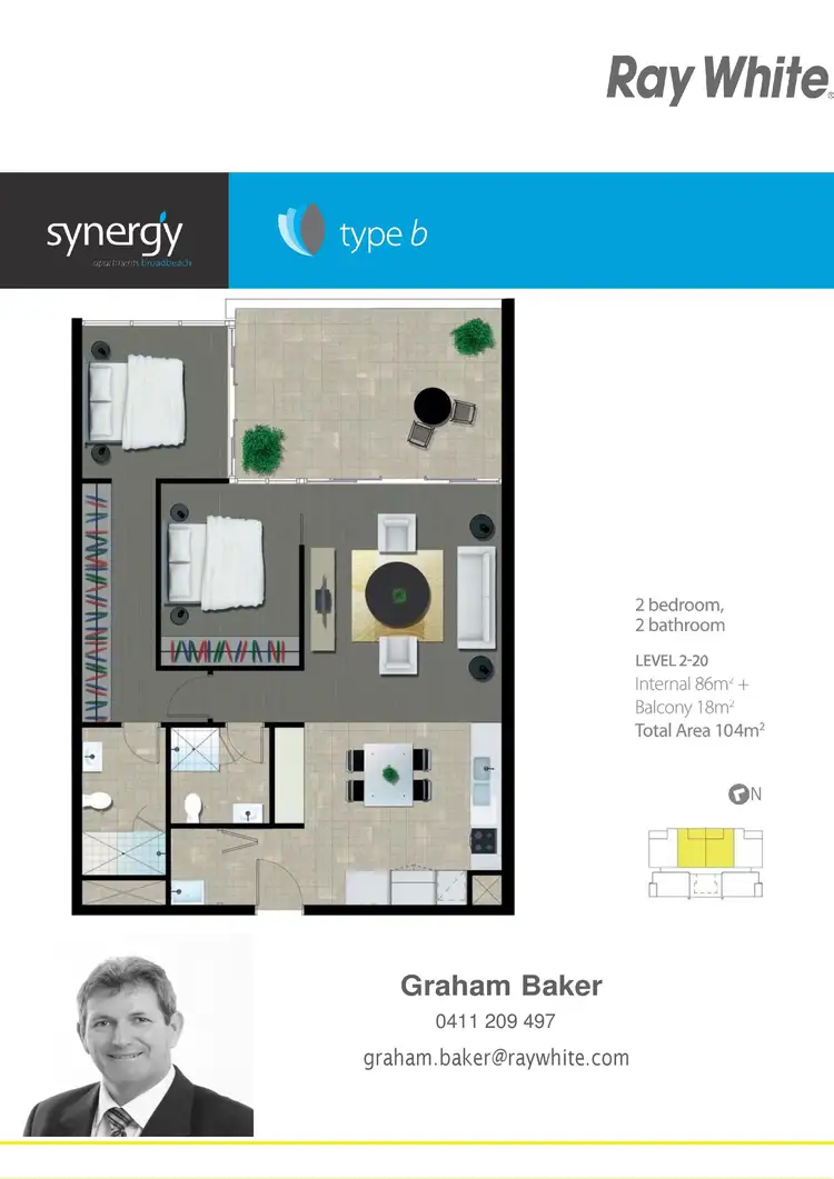Floorplan of Homely house listing, 86 'Synergy' 2729-2733 Gold Coast Highway, Broadbeach QLD 4218