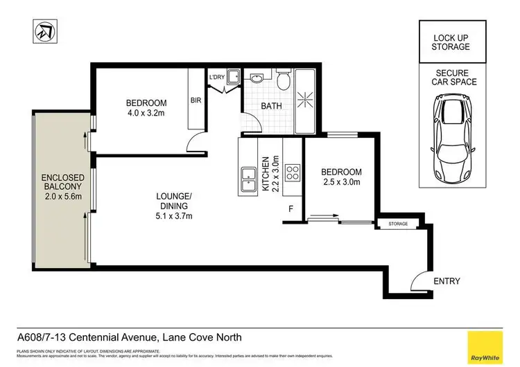Floorplan of Homely apartment listing, A608/7-13 Centennial Avenue, Lane Cove NSW 2066