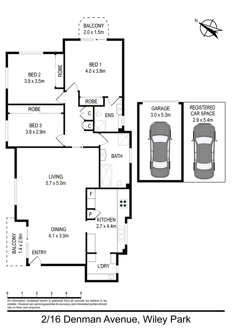 Floorplan of Homely unit listing, 2/16 Denman Avenue, Wiley Park NSW 2195