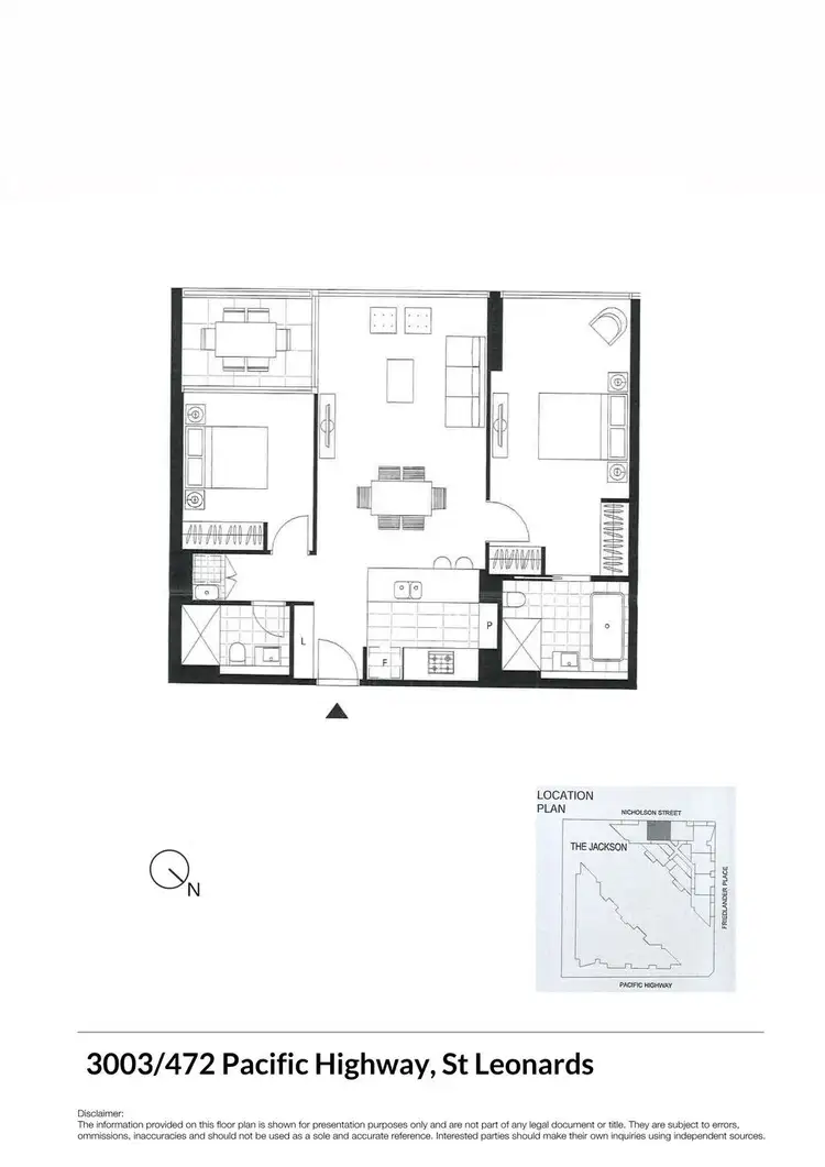 Floorplan of Homely unit listing, 3003/472 Pacific Highway, St Leonards NSW 2065