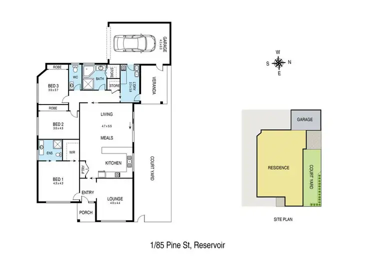 Floorplan of Homely unit listing, 1/85 Pine Street, Reservoir VIC 3073