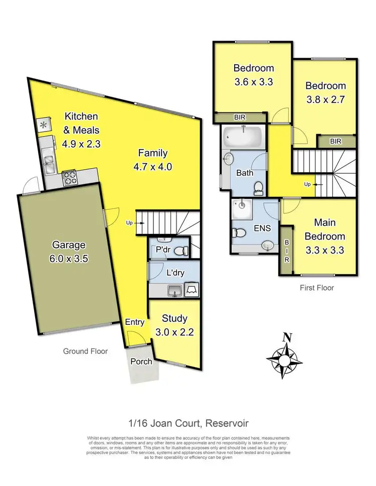 Floorplan of Homely townhouse listing, 1/16 Joan Court, Reservoir VIC 3073
