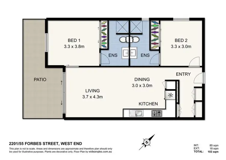 Floorplan of Homely apartment listing, 2201/55 Forbes Street, West End QLD 4101