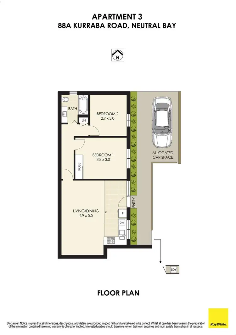 Floorplan of Homely apartment listing, 3/88a Kurraba Road, Neutral Bay NSW 2089