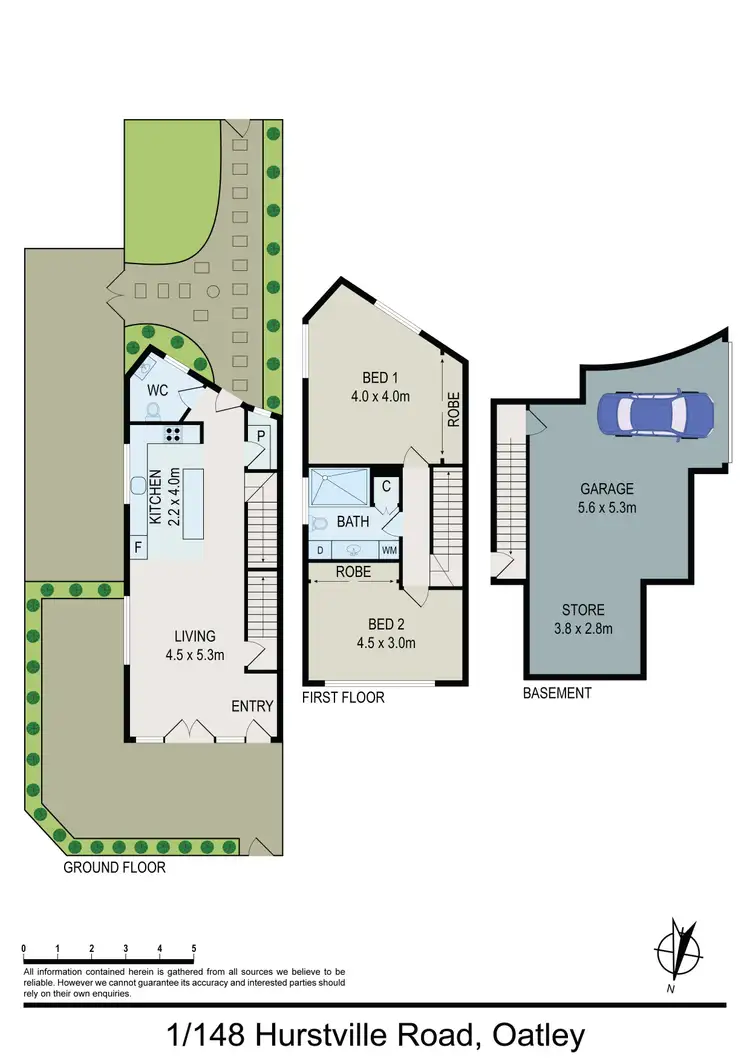 Floorplan of Homely townhouse listing, 1/148 Hurstville Road, Oatley NSW 2223