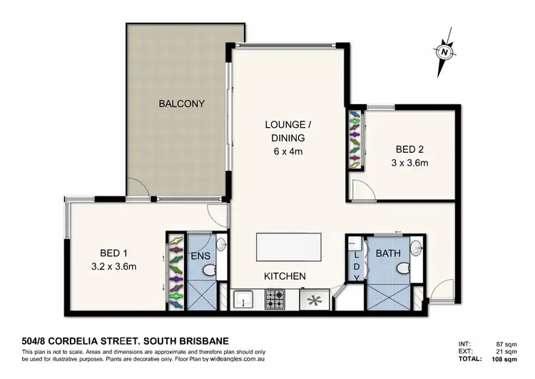 Floorplan of Homely apartment listing, 504/8 Cordelia Street, South Brisbane QLD 4101