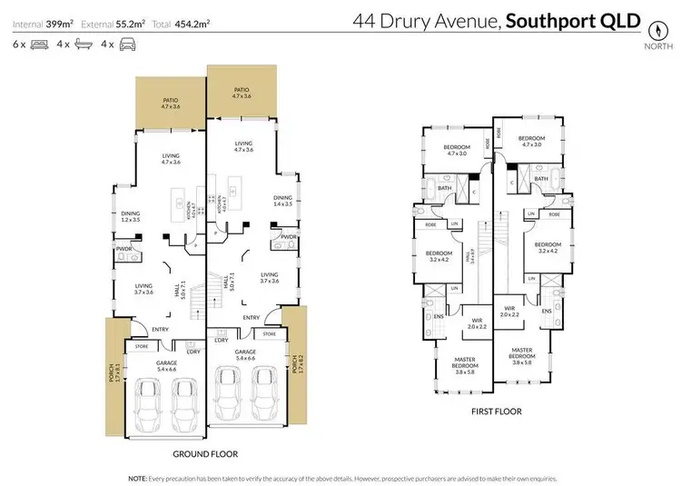 Floorplan of Homely villa listing, 1 & 2/44 Drury Avenue, Southport QLD 4215