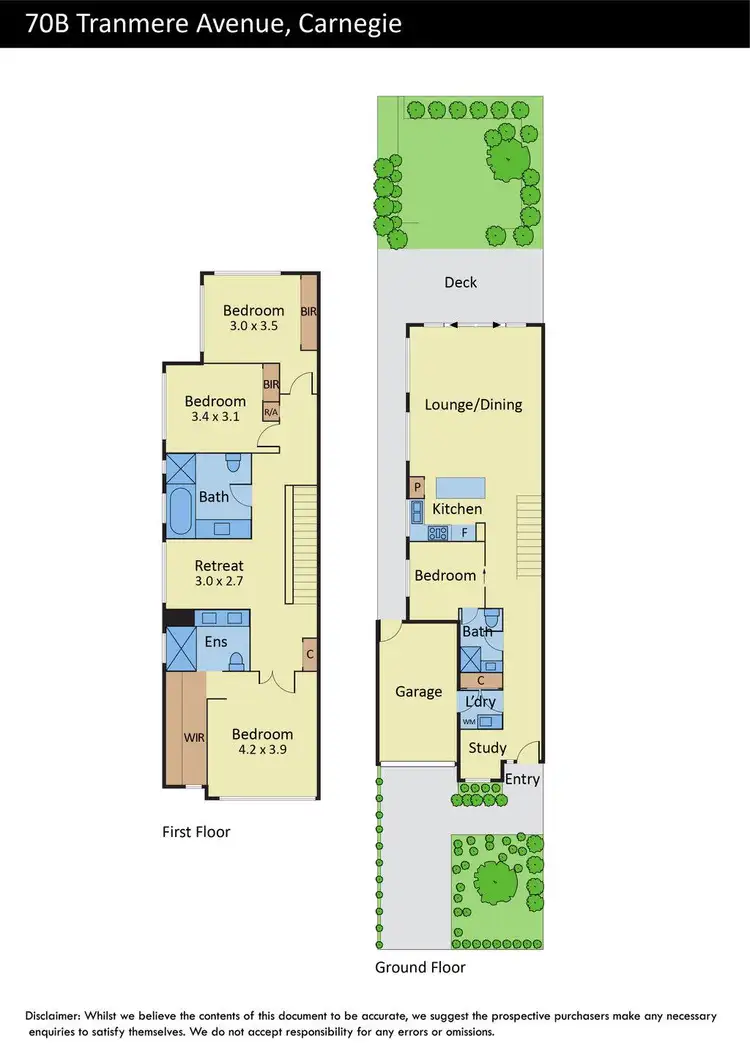 Floorplan of Homely townhouse listing, 70B Tranmere Avenue, Carnegie VIC 3163