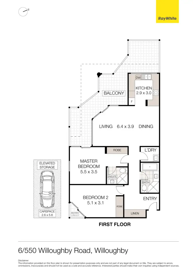 Floorplan of Homely unit listing, 6/550 Willoughby Road, Willoughby NSW 2068