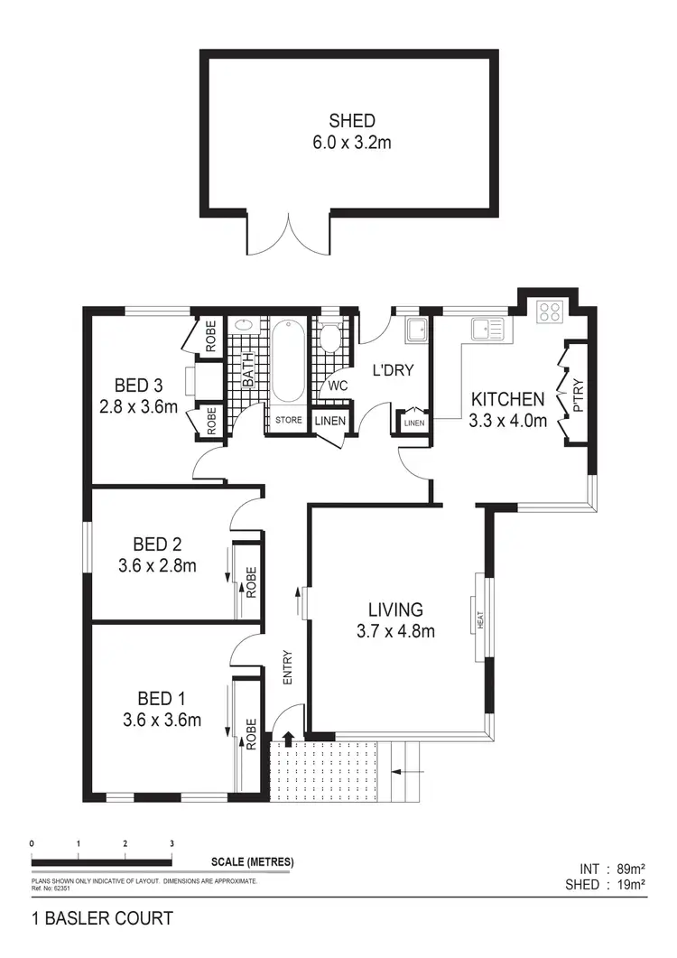 Floorplan of Homely house listing, 1 Baslar Court, Kangaroo Flat VIC 3555