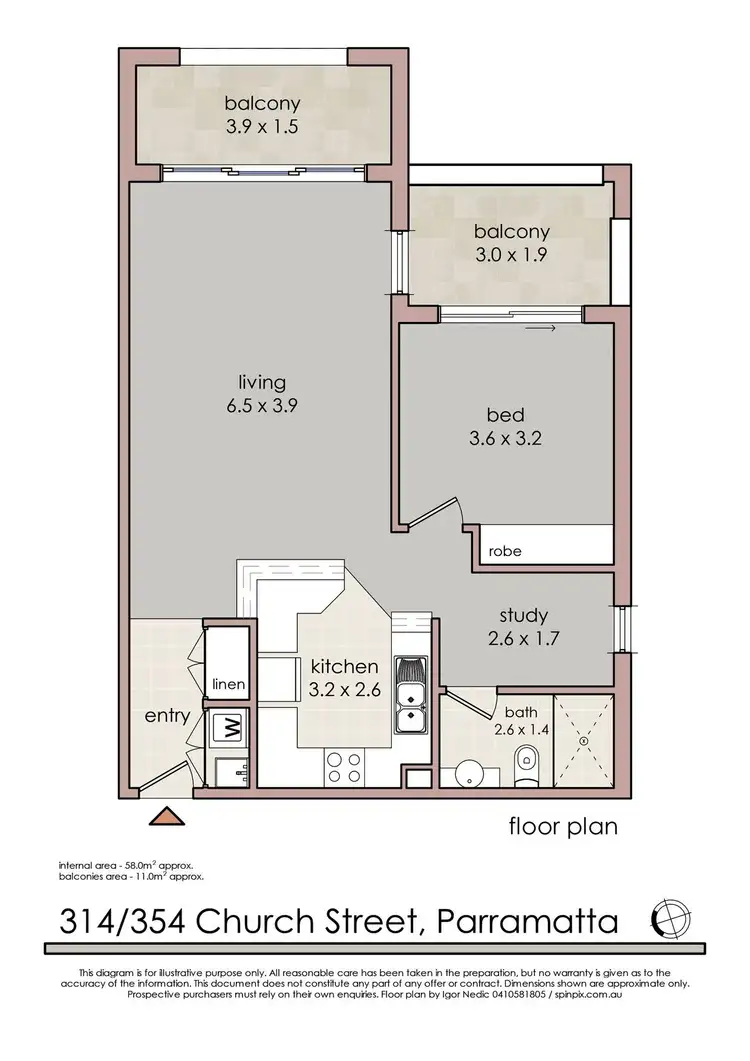Floorplan of Homely apartment listing, 314/354 church Street, Parramatta NSW 2150
