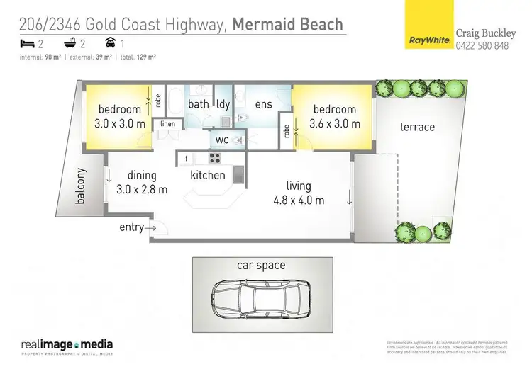 Floorplan of Homely unit listing, 206/2342 'Turtle Beach Resort' Gold Coast Highway, Mermaid Beach QLD 4218