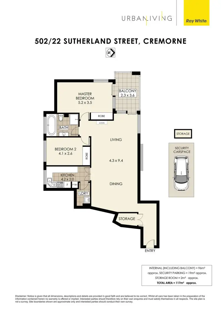 Floorplan of Homely apartment listing, 502/22 Sutherland Street, Cremorne NSW 2090