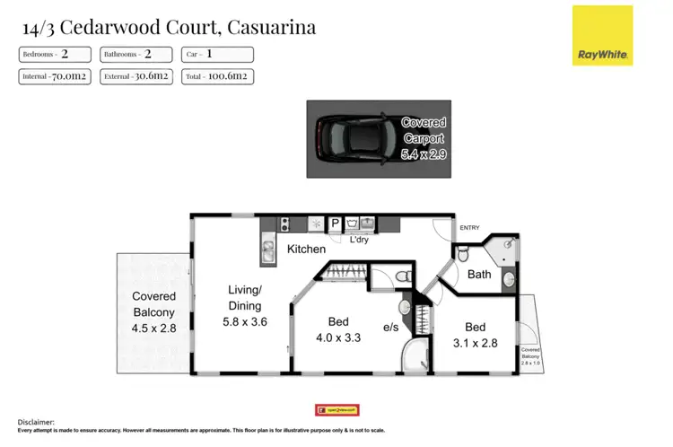 Floorplan of Homely unit listing, 14/3 Cedarwood Court, Casuarina NSW 2487