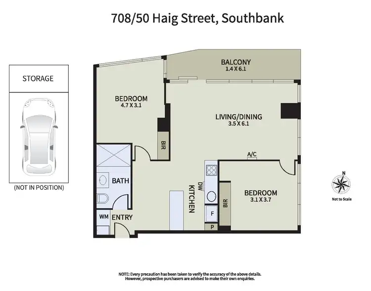 Floorplan of Homely apartment listing, 708/50 Haig Street, Southbank VIC 3006