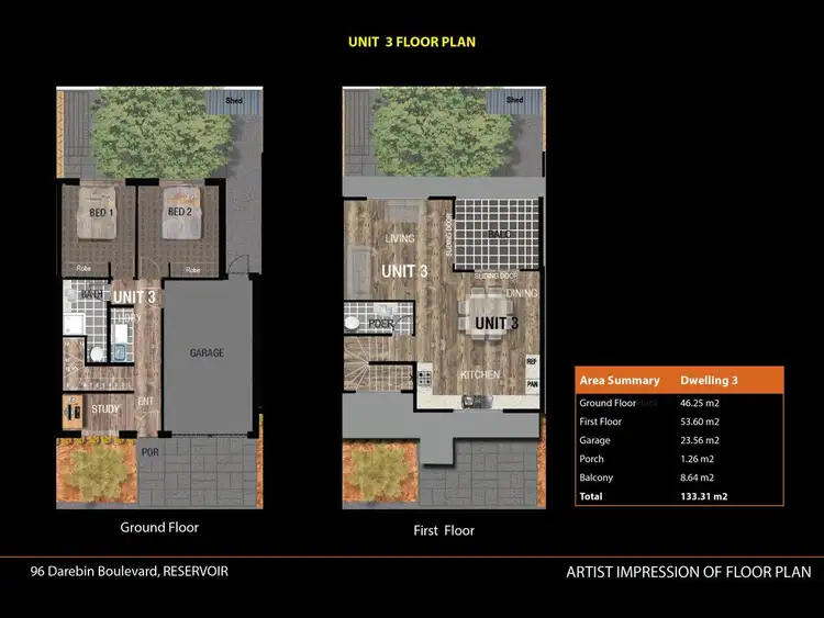 Floorplan of Homely townhouse listing, 3/96 Darebin Boulevard, Reservoir VIC 3073