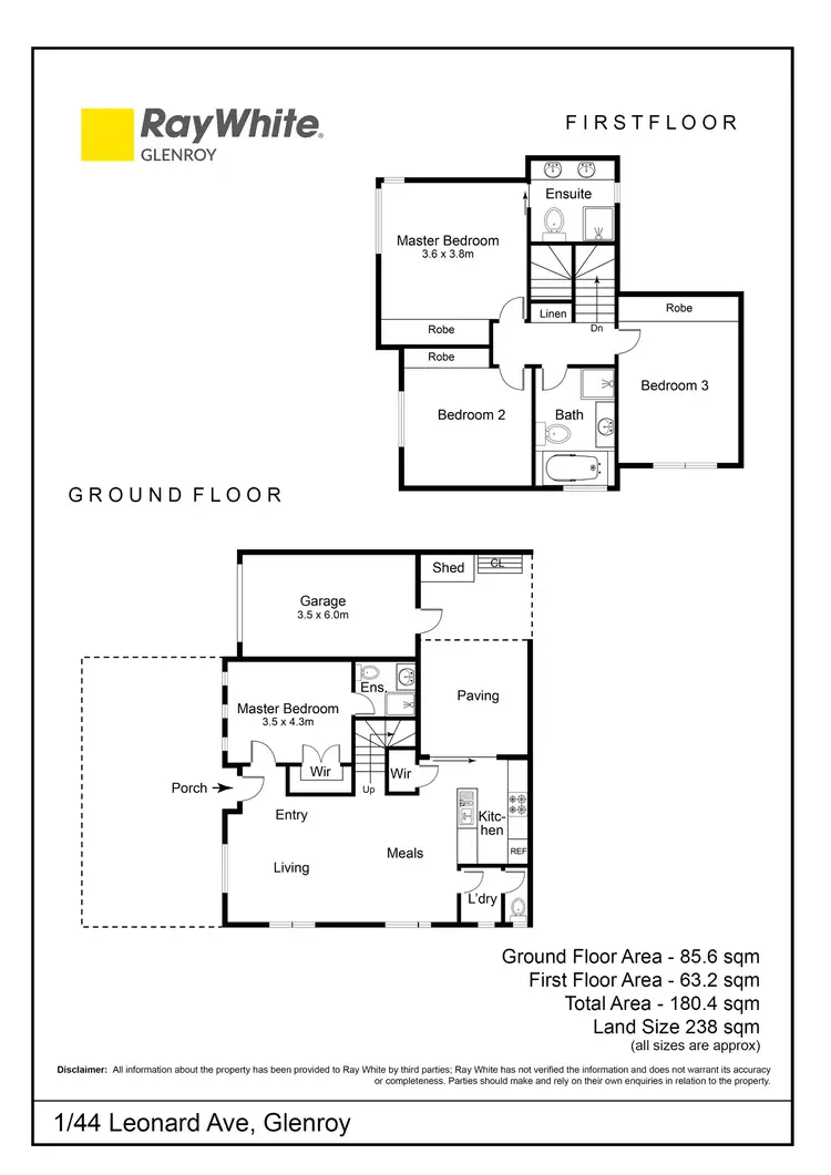 Floorplan of Homely townhouse listing, 1/44 Leonard Avenue, Glenroy VIC 3046