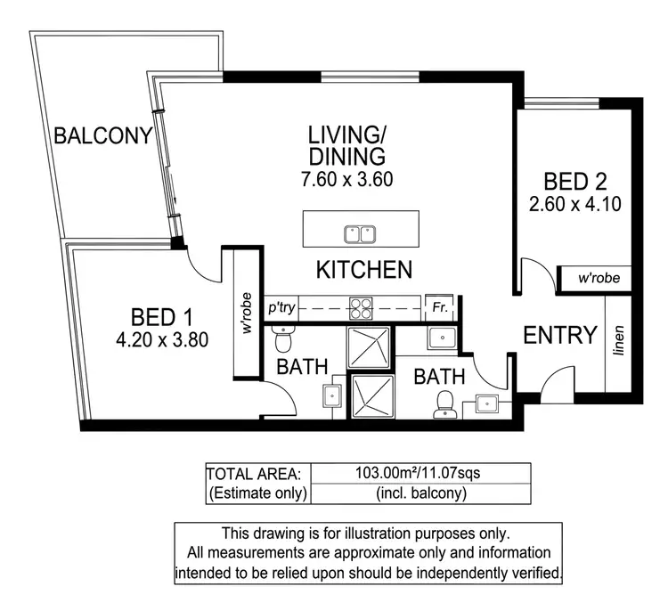 Floorplan of Homely apartment listing, 403/267 Hutt Street, Adelaide SA 5000