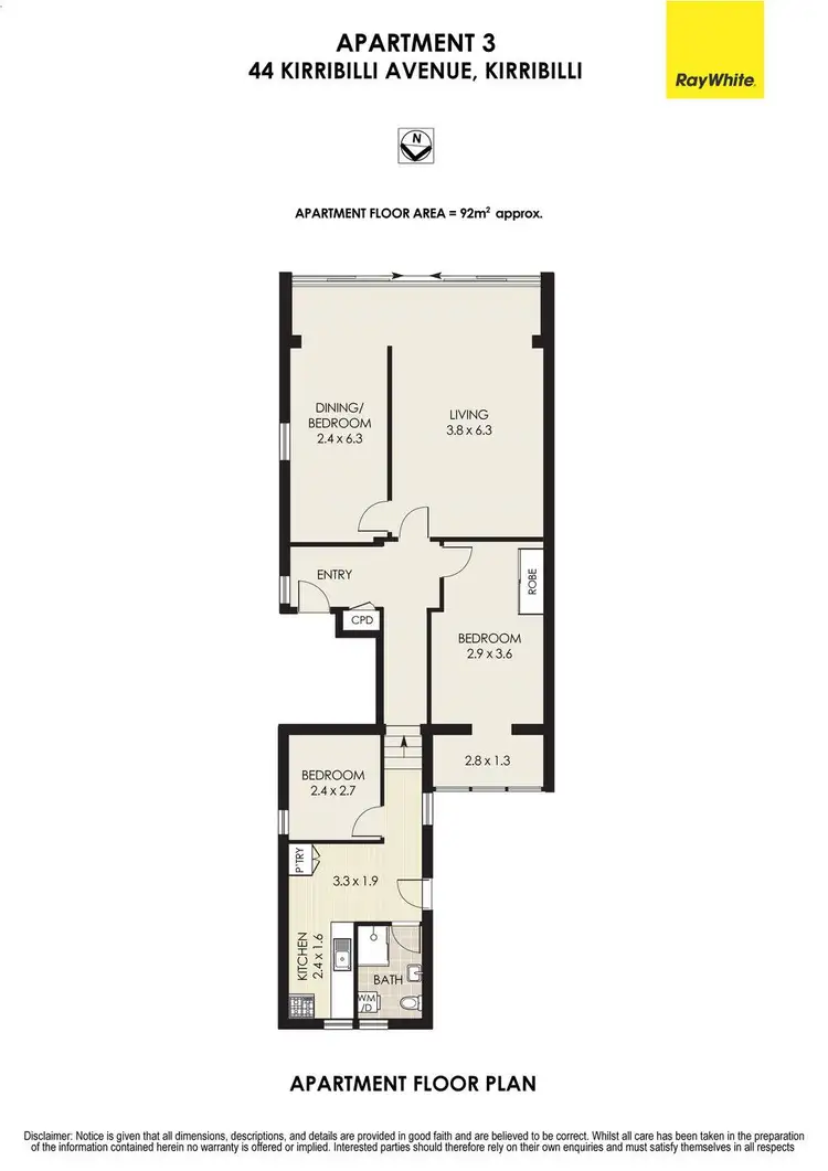 Floorplan of Homely apartment listing, 3/44-50 Kirribilli Avenue, Kirribilli NSW 2061