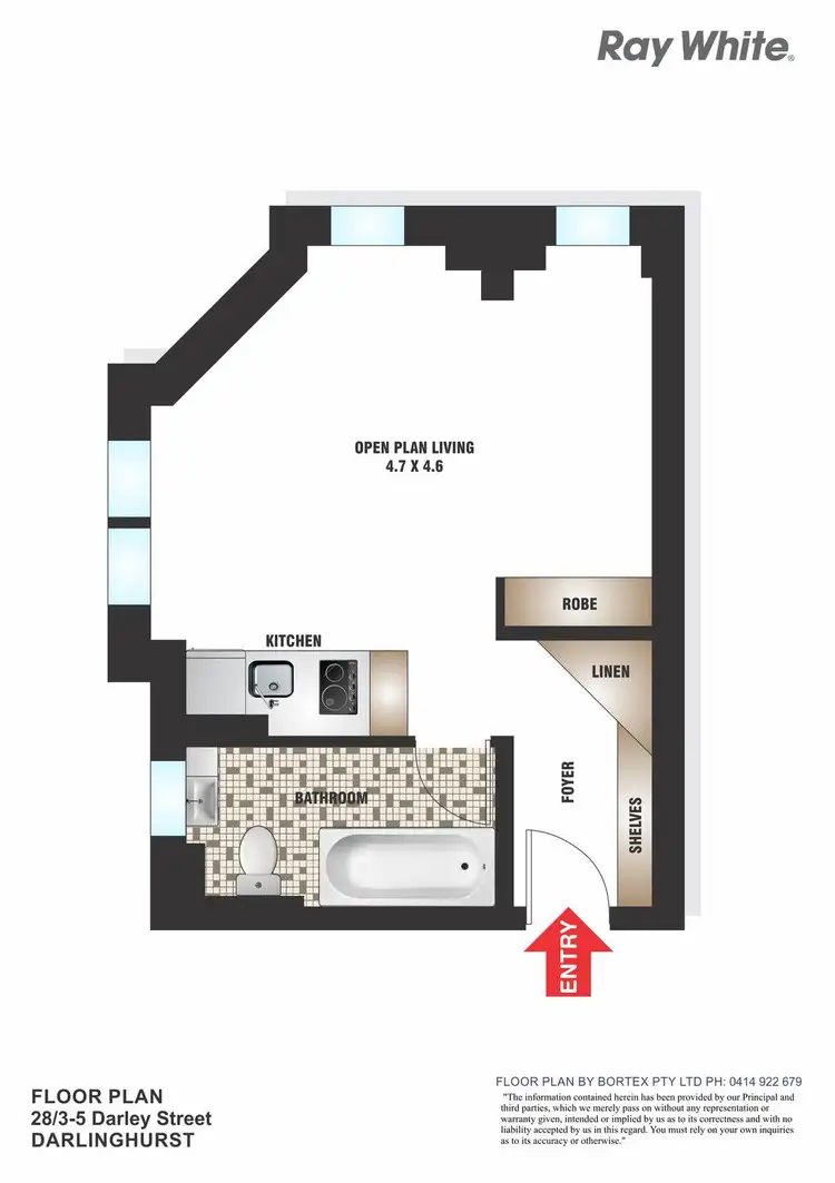 Floorplan of Homely studio listing, 28/3-5 Darley Street, Darlinghurst NSW 2010