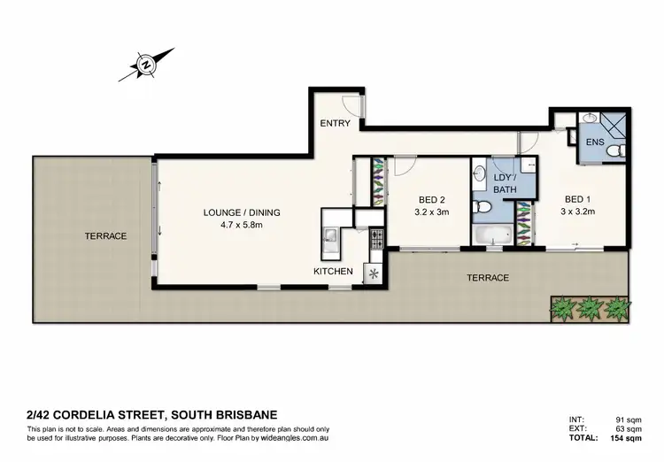 Floorplan of Homely apartment listing, 2/42 Cordelia Street, South Brisbane QLD 4101