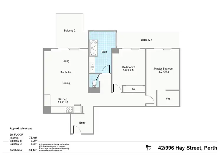 Floorplan of Homely apartment listing, 42/996 Hay Street, Perth WA 6000