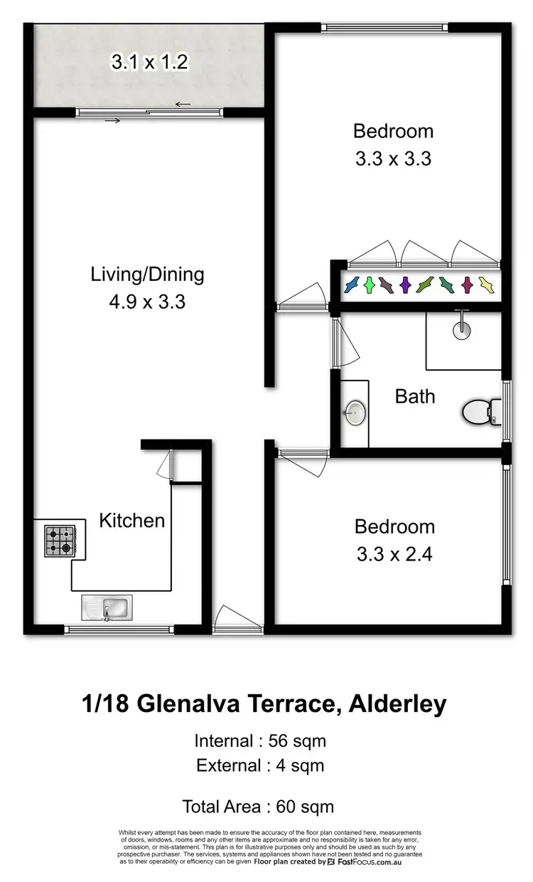 Floorplan of Homely unit listing, 1/18 Glenalva Terrace, Alderley QLD 4051