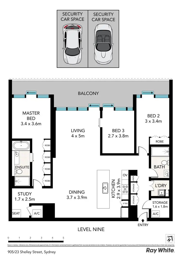 Floorplan of Homely apartment listing, 905 23 Shelley Street, Sydney NSW 2000