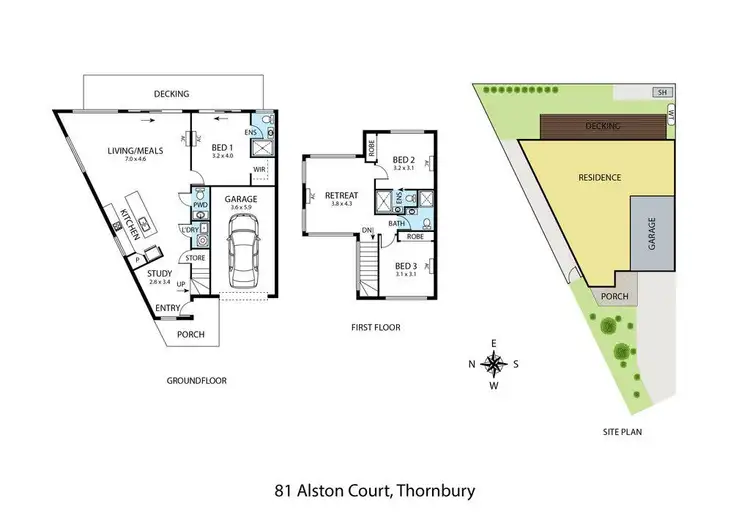 Floorplan of Homely townhouse listing, 81 Alston Court, Thornbury VIC 3071