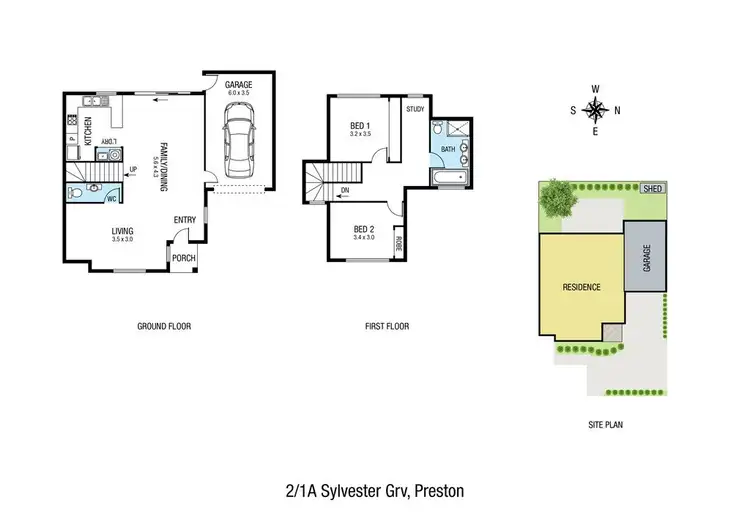 Floorplan of Homely townhouse listing, 2/1A Sylvester Grove, Preston VIC 3072