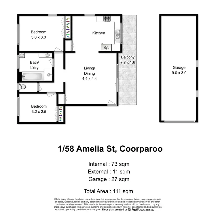 Floorplan of Homely unit listing, 1/58 Amelia Street, Coorparoo QLD 4151