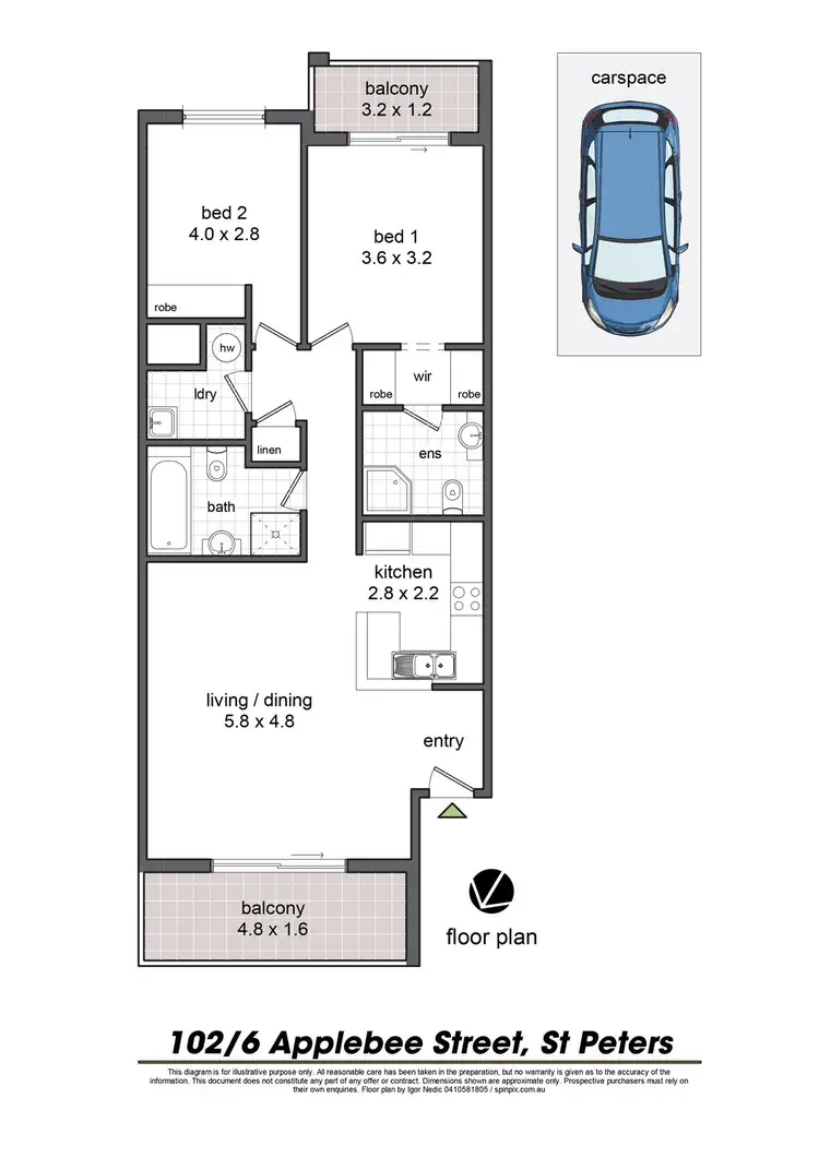 Floorplan of Homely unit listing, 102/6 Applebee Street, St Peters NSW 2044