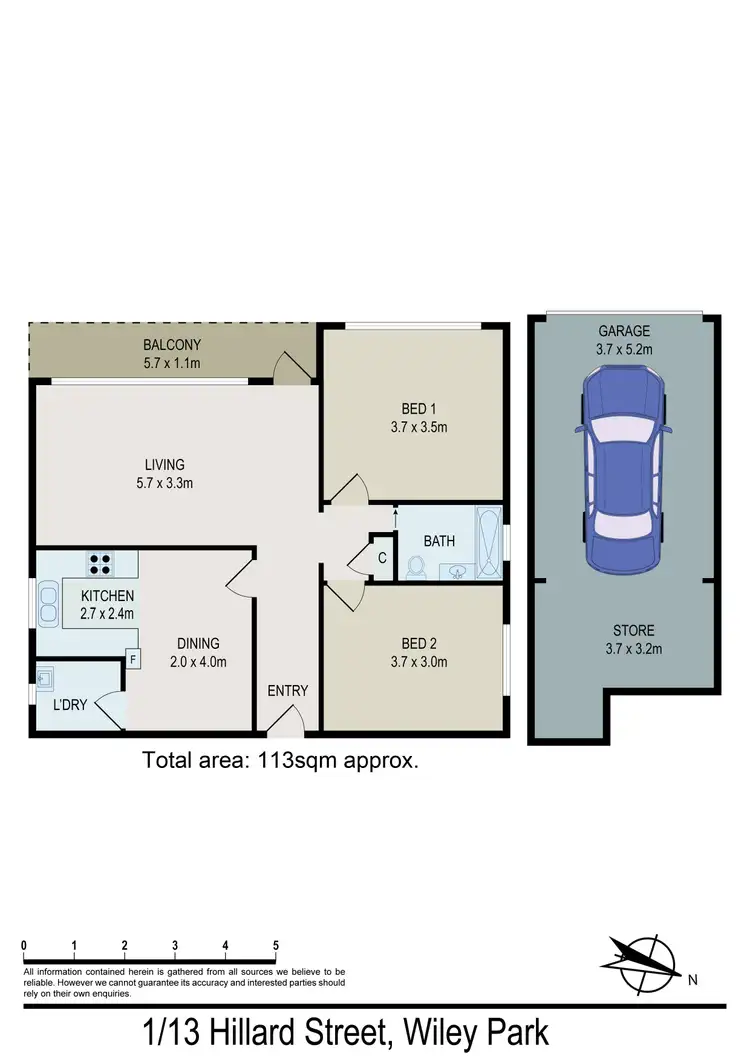 Floorplan of Homely unit listing, 1/13 HILLARD Street, Wiley Park NSW 2195