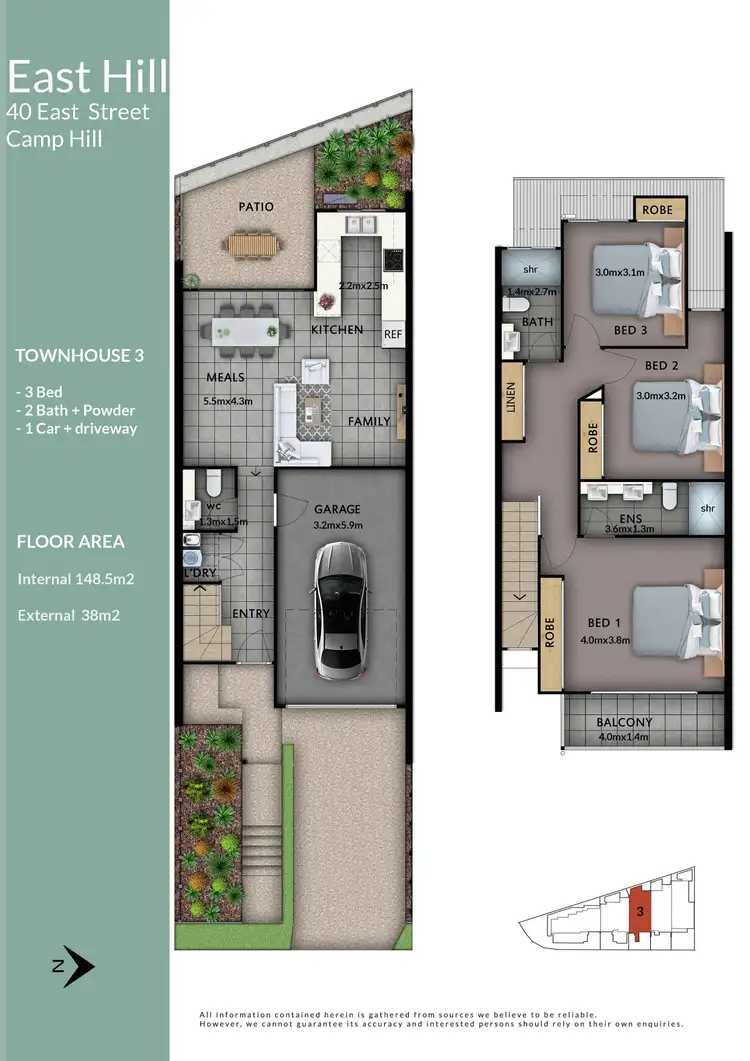 Floorplan of Homely townhouse listing, 1-3/40 East Street, Camp Hill QLD 4152