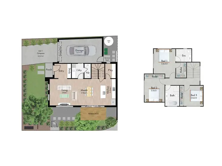 Floorplan of Homely townhouse listing, 1/84-86 Howard Street, Reservoir VIC 3073