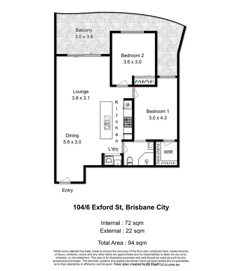 Floorplan of Homely apartment listing, 104/6 Exford Street, Brisbane QLD 4000